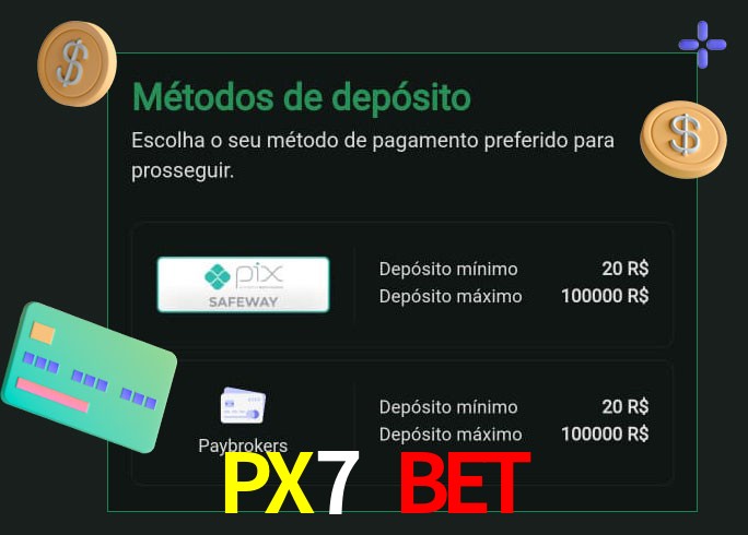 O cassino PX7 BET oferece uma grande variedade de métodos de pagamento